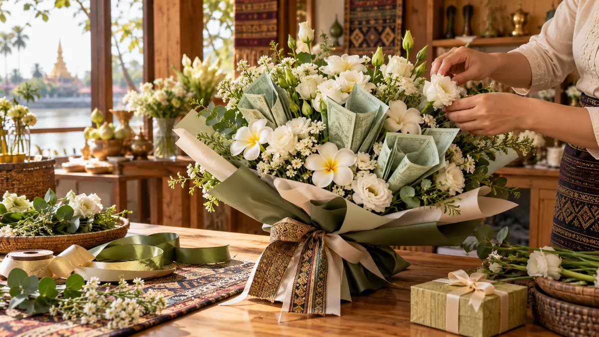 ลาวห้ามช่อเงิน–ต้นเงินจากธนบัตรกีบ คุมขายออนไลน์และแลกแบงก์ใหม่เกินราคา