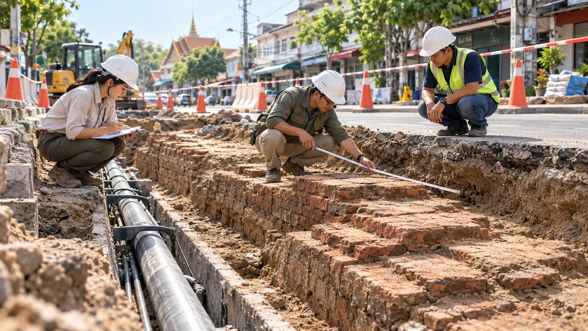 ขุดสายไฟพิษณุโลกเจอฐานกำแพงเมือง 500 ปี—หยุดเฉพาะจุด รอชี้ทางอนุรักษ์